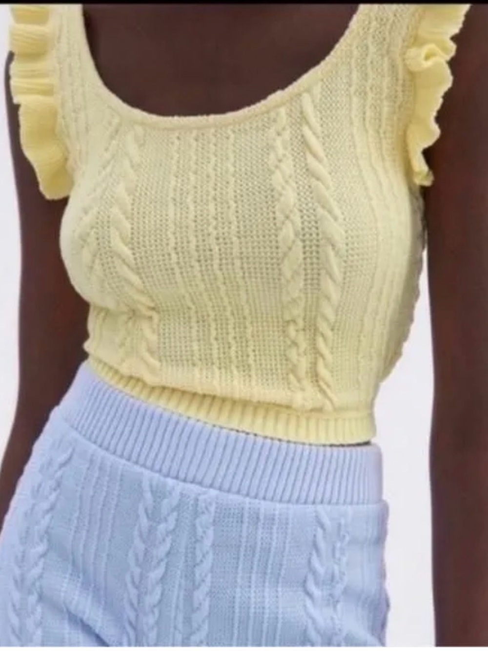 ZaraYellow Cable-Knit Cropped Top. Sz S. Rarely worn